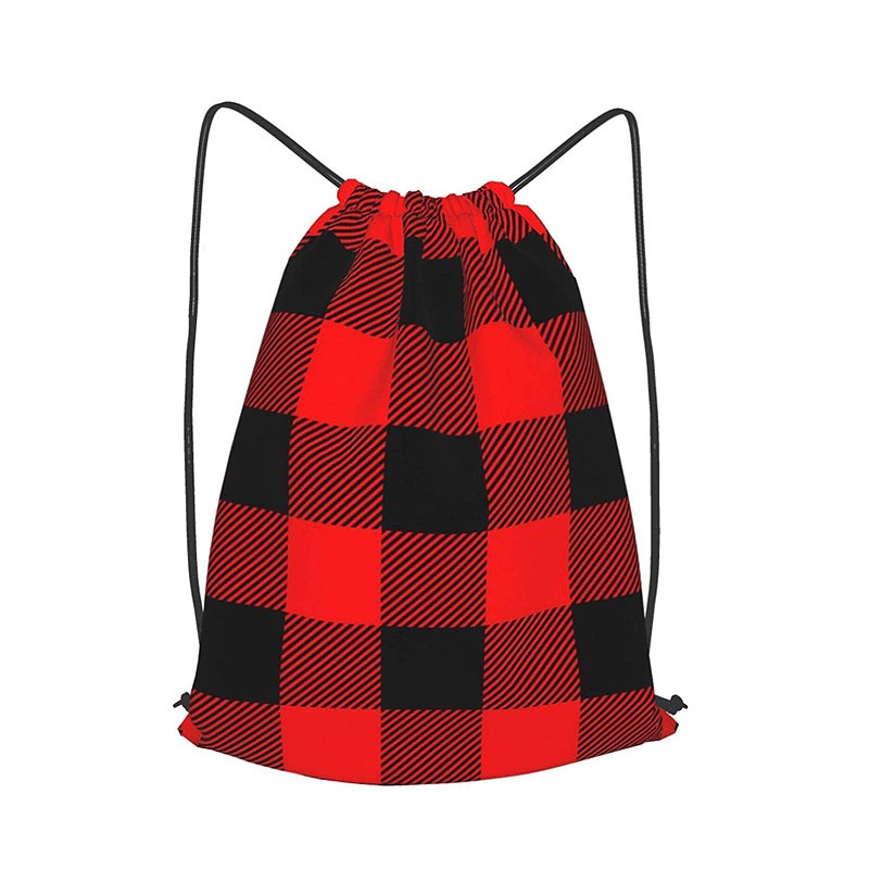 Red and Black Plaid Drawstring Backpack, Water Resistant String Bag Sports Sackpack Gym Sack for Men or Women – Drawstring Backpack and Gym Sack price