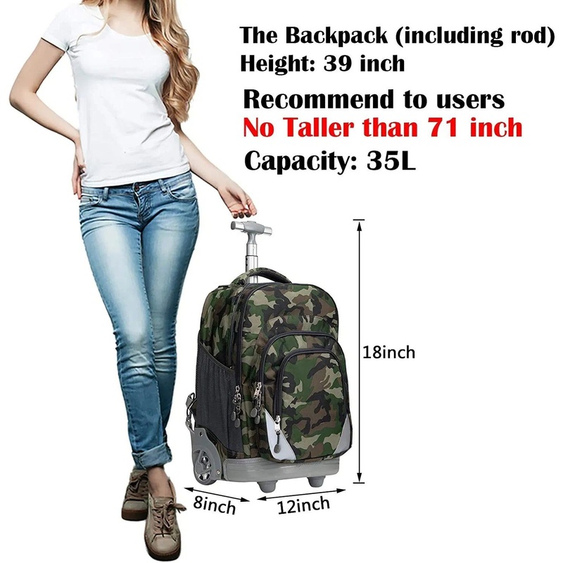 Large Capacity 18 Inches Wheeled Rolling Trolley Backpack Luggage Bag for Adults and School Students Laptop Trolley Bags – Trolley Backpack and Bolso price