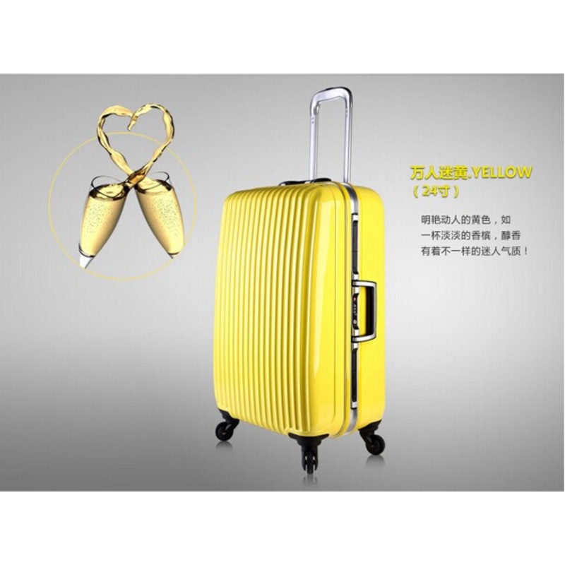 Yellow Color PC Luggage Trave Luggage Bag 20 Aluminum Cover Luggage – Hard Caceses and Luggage price