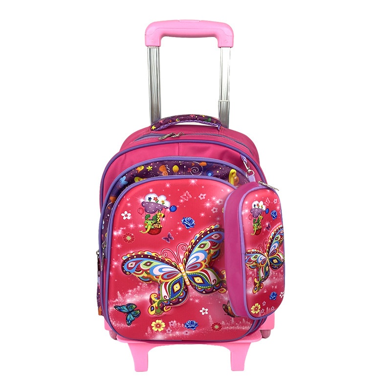 Customized Cartoon The Set of Evatrolley Kids School Bag with Wheels – Trolley Backpack and Pencil Case price