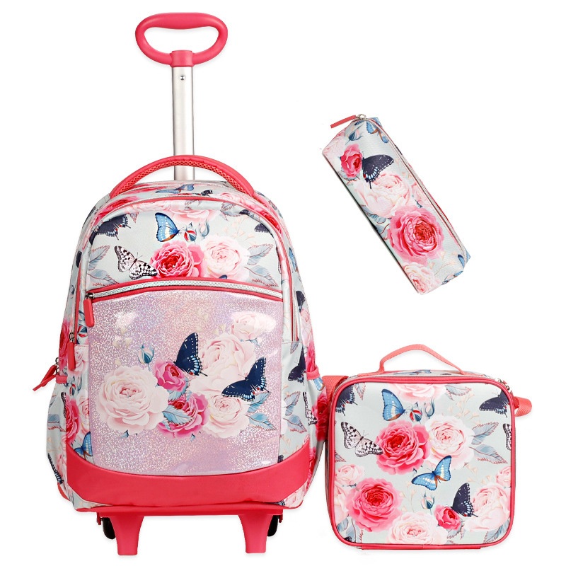 High Quality Trolley Bag School Girl 3 in 1 Set Glitter Children School Bags Kids – Trolley Backpack and Pencil Case price