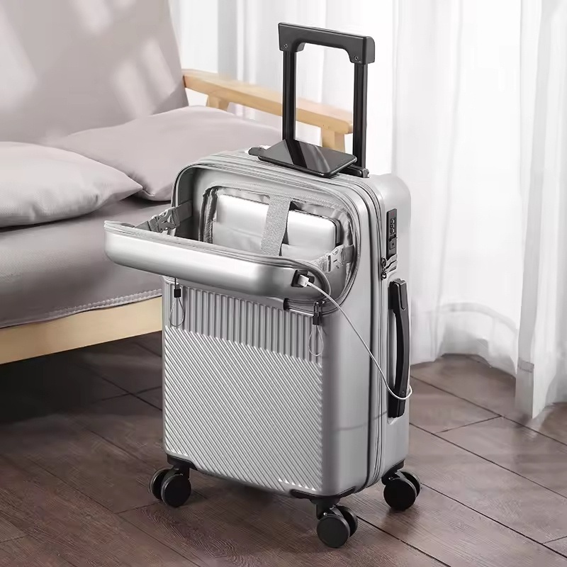 20 Inch Professional Luggage Multiple Suitcase with Cup Holder Fashion Boarding Business USB Light Rotating Suit – Suitcase and Luggage Bag price