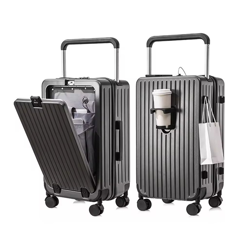 2025 Factory New Design Multi-Functional Front Opening Luggage with Type-C USB and Cup Holder Smart PC Luggage – Suitcase and Luggage Set price