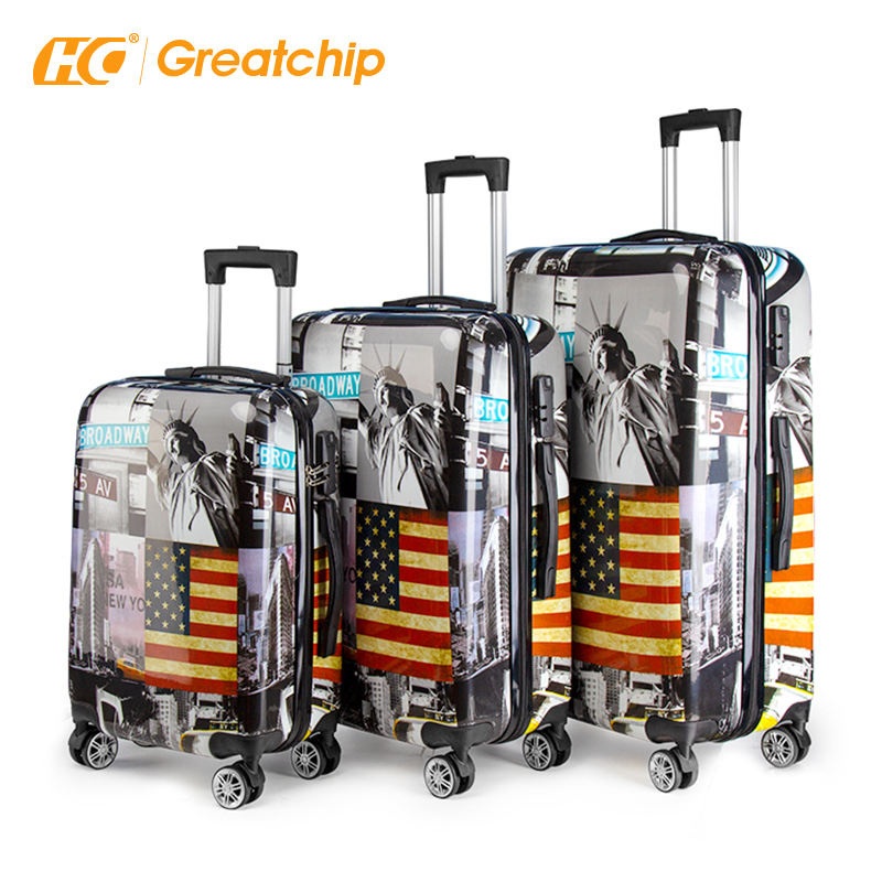 Custom Printing ABS+PC Hard Shell Trolley Case Carry-on Waterproof Travelling Luggage Bag Set – Luggage Set and Suitcase price