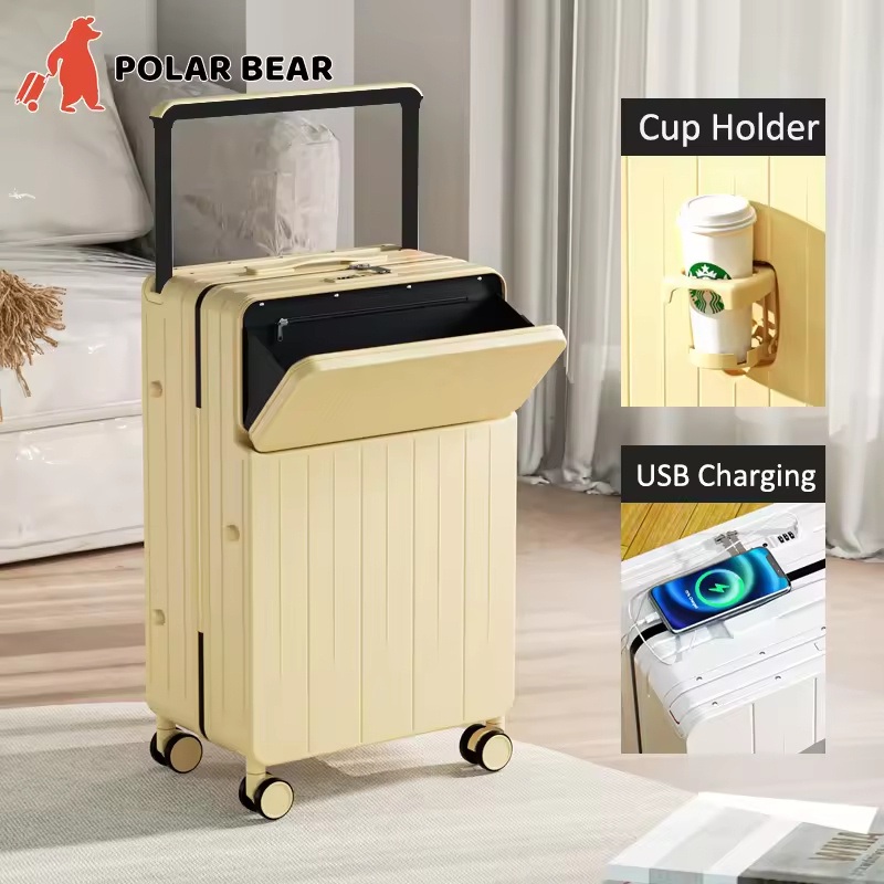 PC Hard Shell High Quality Front Opening Carry on Luggage Suitcase Travel Trolley Bag with Cup Holder & Tsa Lock – Travel Suitcase and Trolley Suitcase price