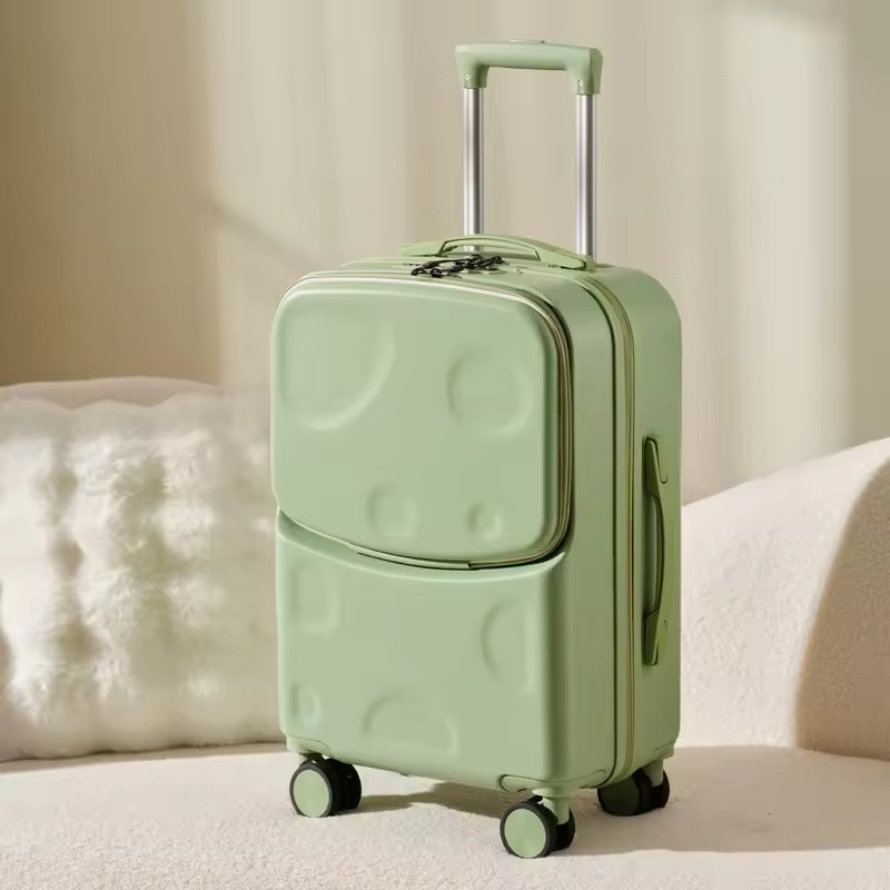 Unisex Large Capacity Cheese Shaped Luggage Boarding Front Opening Suitcase Customizable Travel Luggage with USB Charging & Trolley Wheels – Unisex Luggage and 20-Inch Suitcase price