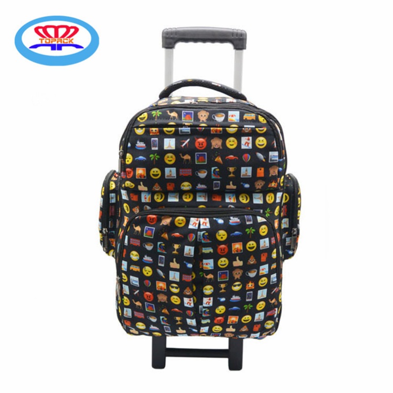Large Capacity Emoji Child Carry-on Lightweight Luggage and Easy to Pull Trolley Backpack School Bag – Trolley Backpack and Bolso price