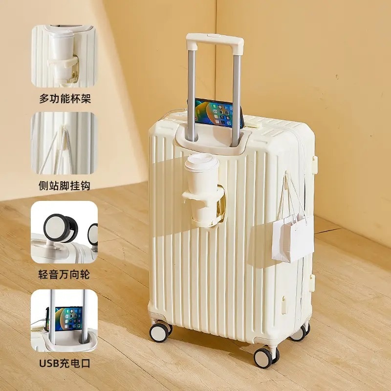 Manufacturer PC Luggage Travel Bags Front Open Luggage Business Suitcase with Front Pocket Luggage with Cup Holder – Suitcases and Luggage price