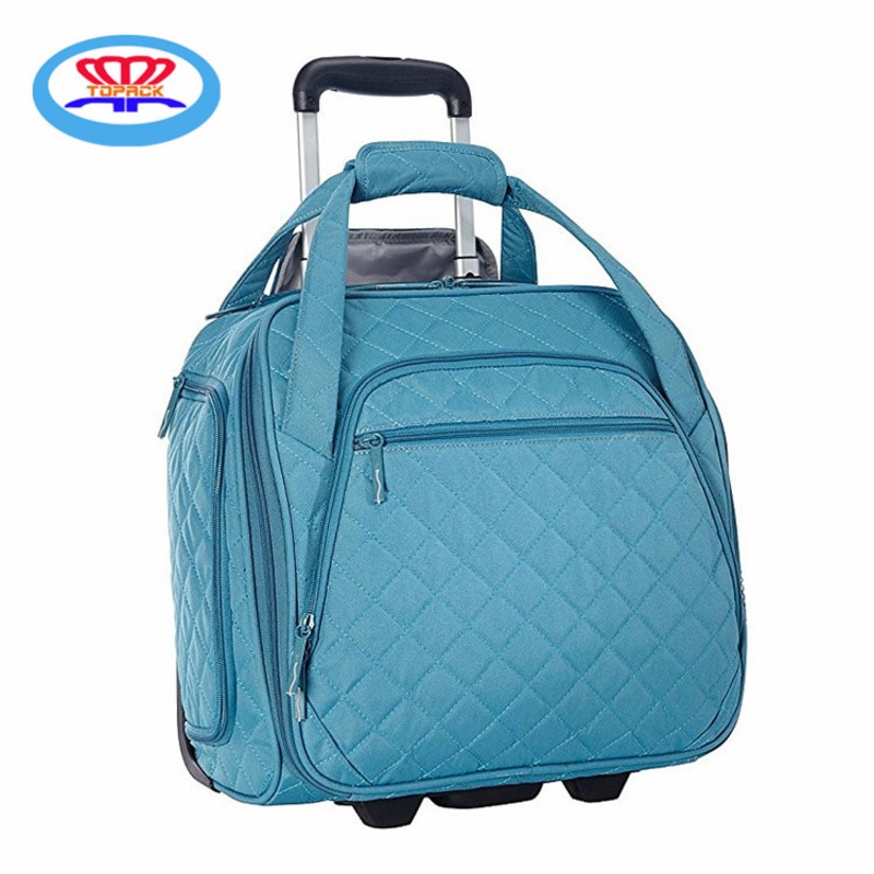 Quilted Rolling Under Seat Tote Laptop Bussiness Trolley Bag – Trolley Backpack and Bolso price