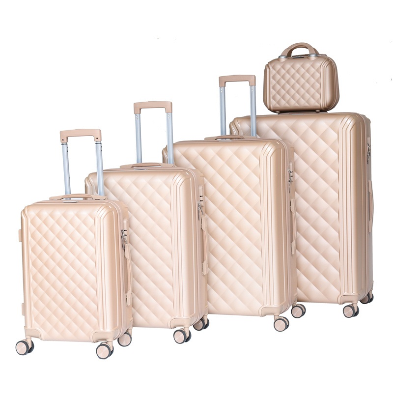 5 Pieces Hard ABS Trolley Luggage Set in Gold Color – Suitcase and Trolley Bag price