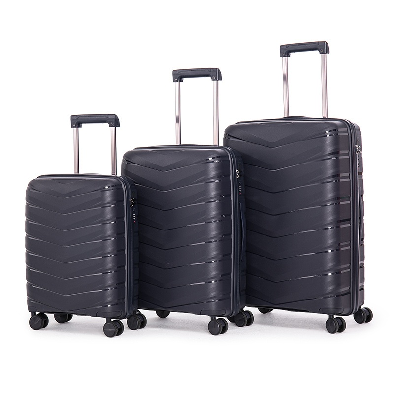 Economy Cheap Price Black 3 Pieces Polypropylene Luggage Set for Travel – Trolley Bag and Suitcase price