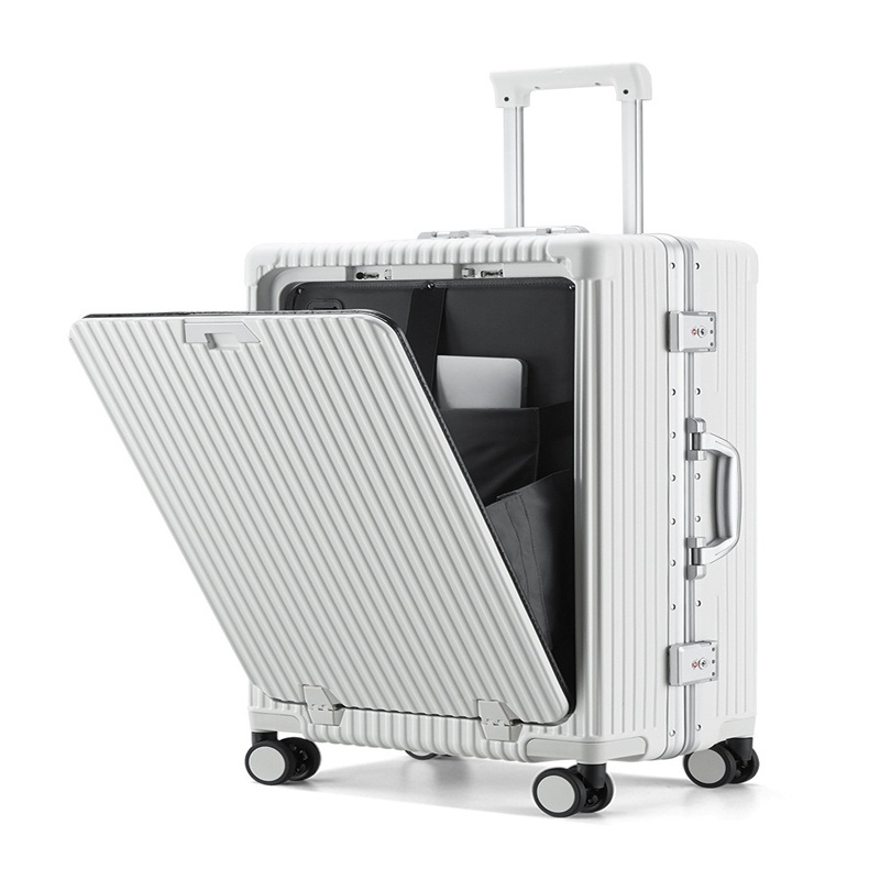 Tiktok Hot Sale Carry on Luggage with Spinner Wheels Aluminum Framed Carry on Suitcase with Front Open Laptop Compartment – Suitcases and Luggage price