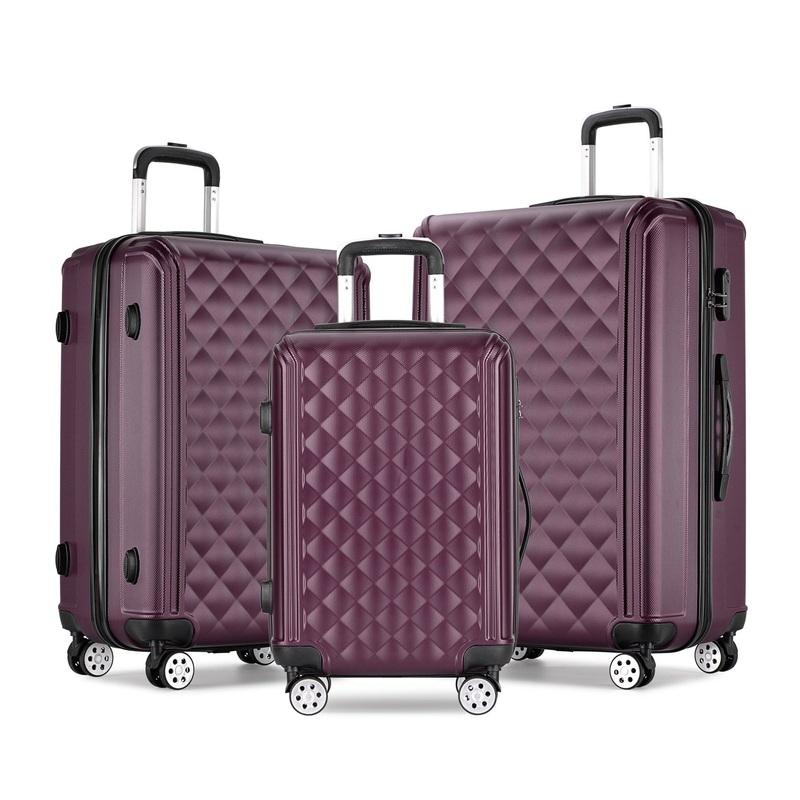 3 Pieces ABS Hard Hand Trolley Luggage in Purple Color – Trolley Bag and Travel Luggage price