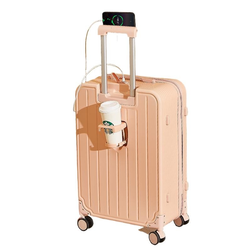 High Appearance Small Fresh Password Checked Suitcase with Cup and Phone Holder USB Charging Port – Luggage and Luggage Set price