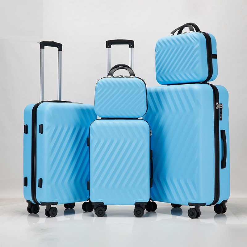 Sky Blue Five Pieces ABS Luggage Set with Beauty Case – Trolley Bag and Travel Luggage price