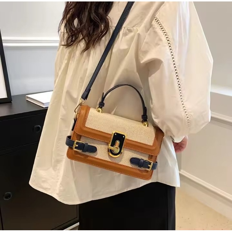 Womens Trendy Contrast Color Ins Foreign Style Handbill Small Square Bag Popular Oblique Straddle Cosmetic Bags Cases This Year – Hand Bag and Shoulder Bag price
