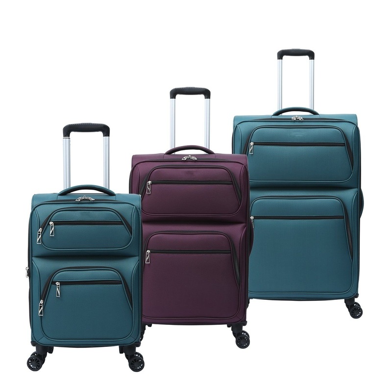 3 Pieces Soft Luggage Set with Front Pockets and Iron Trolley – Trolley Bag and Softside Luggage price