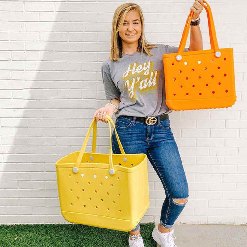 Factory Wholesale Summer EVA Silicone Rubber Handbags Beach Rubber Tote Bag Waterproof Travel Large Beach Bag – Hand Bag and Shoulder Bag price