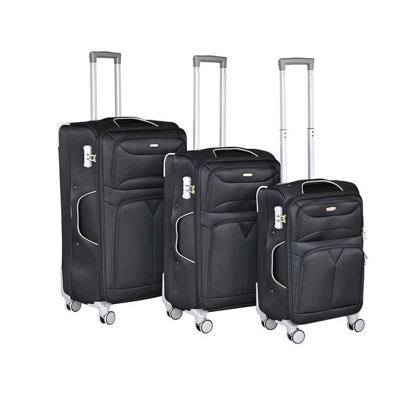 Black Fabric Luggage Factory Spinner Wheels Oxford Trolley Bags Air Plane Coted Cloth Bag for Women Man Travelling Business School Luggage Set – Luggage and Polyester Luggage price