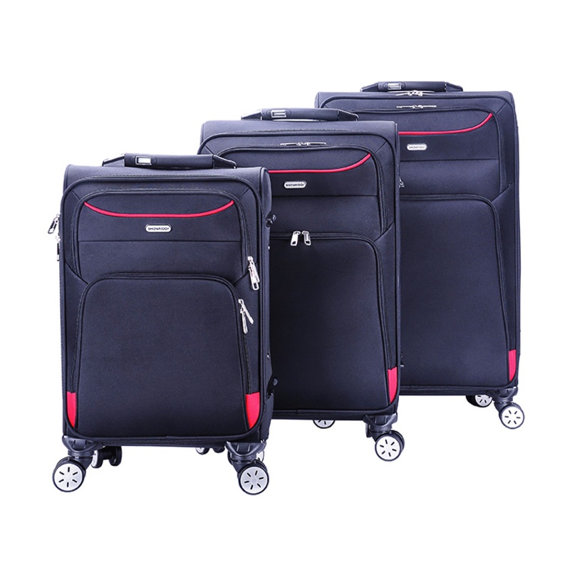 Black with Red Strip Amazing Fashion Durable Suitcase Wholesale Travel Business Spinner Wheel – Soft Luggage and Color Contrast price
