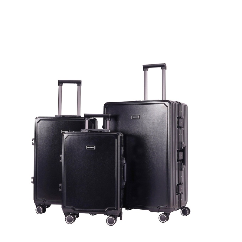 Black Smart Fashion Pure Polycabonate Camping Injection Trolley Luggage Set Suitcase Bags Ultra Capacity Anti Falling for Women Lady – Suitcases and Luggage Set price