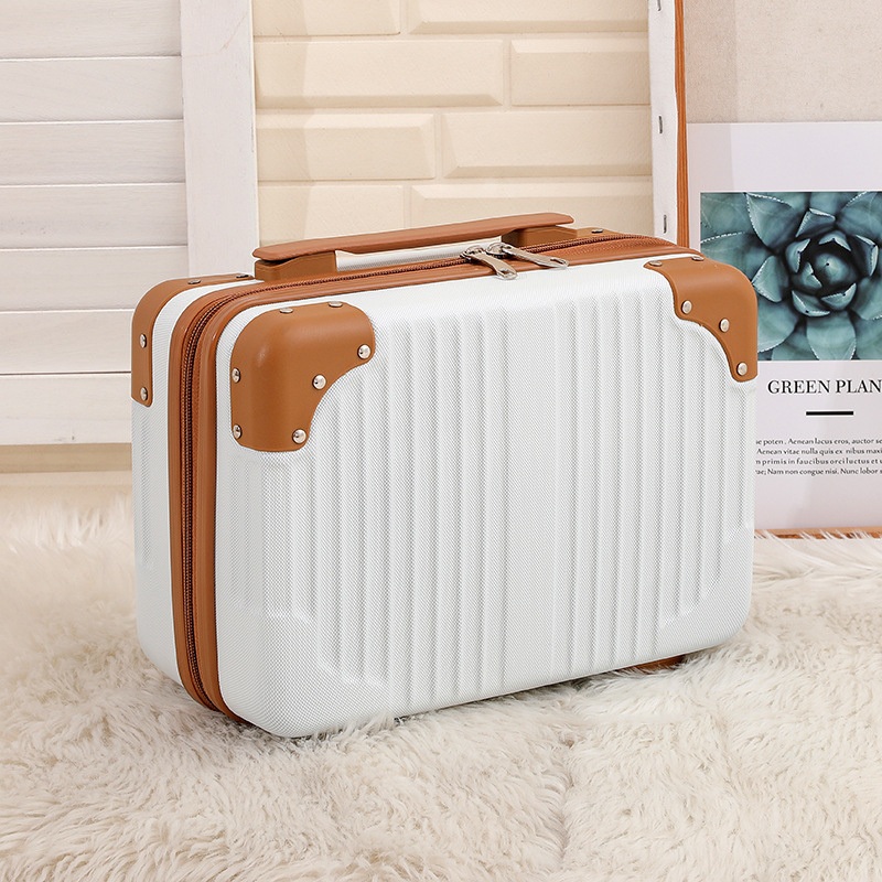 White Color Vintage Bag Beauty Case with Protection Corner Mini Luggage Suitcase – Vintage Bag and Beauty Case price
